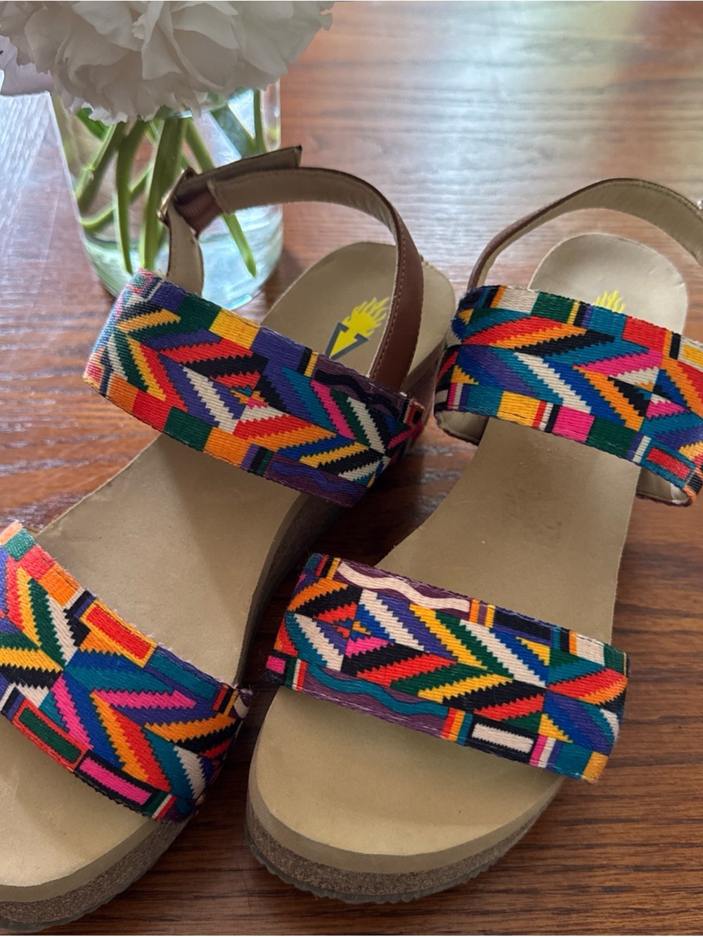 Volatile Multicolor Aztec Strap Platform Sandals
